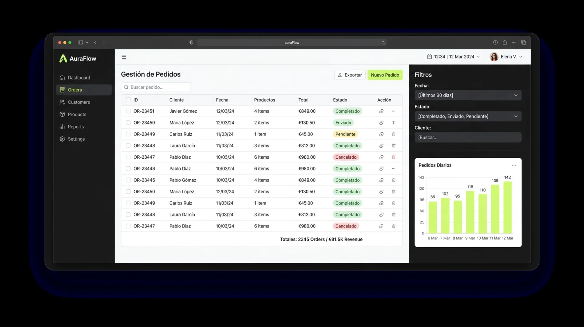 Software a medida para empresas: pantalla de un gestor interno desarrollado por Frog Hub